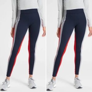 Athleta Crest Colorblock Tight - Navy, Orange and Gray